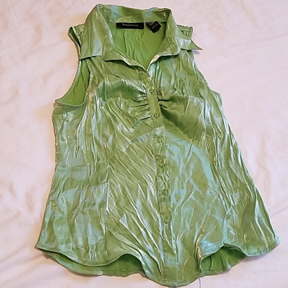 Shiny sleeveless blouse - Blue Diamond